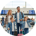 Family travelling through the airport